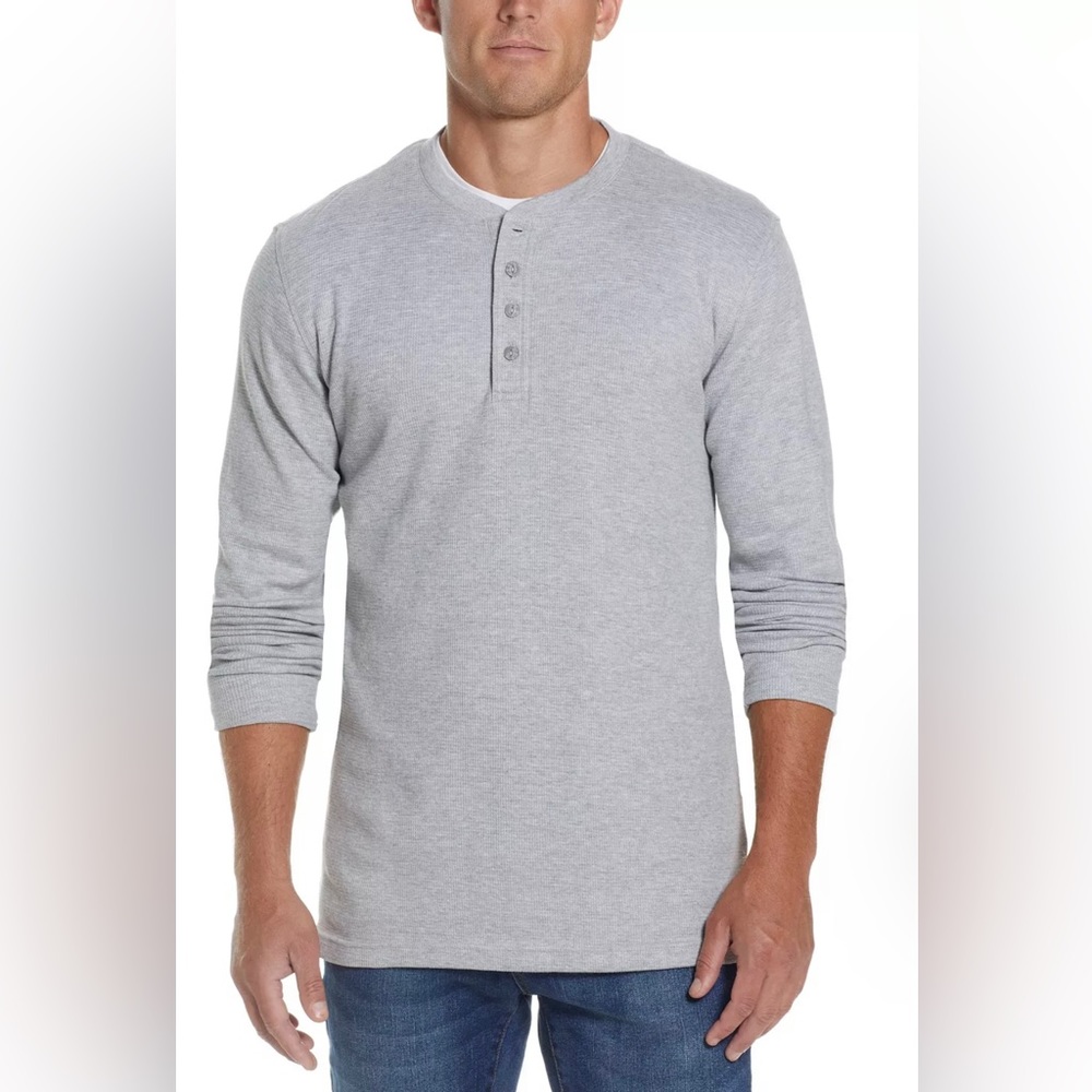 Weatherproof Men's Light Gray Henley Long Sleeve Shirt